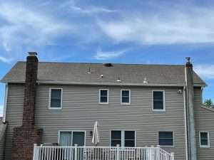 Photo of roof after soft wash roof cleaning with Hydro Eco Clean